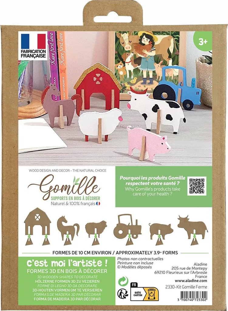 Set de figurines Ferme en bois à décorer pour atelier créatif enfant DIY