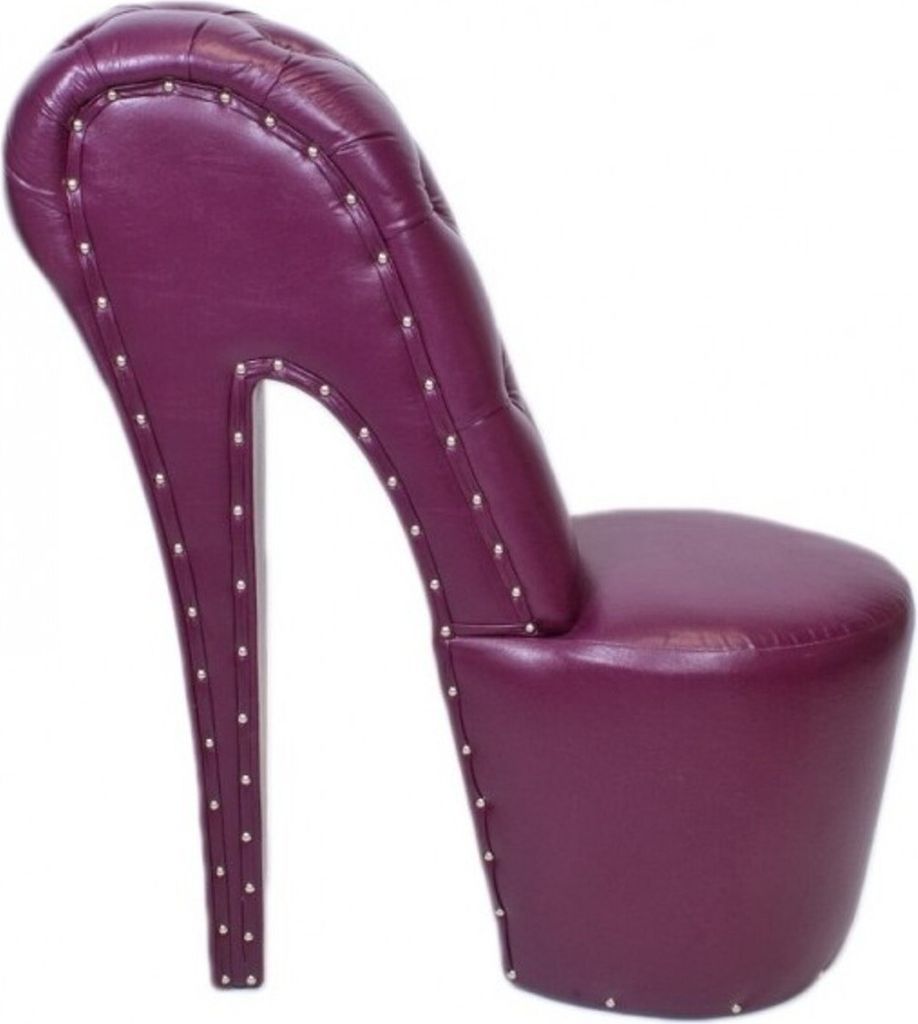 Casa Padrino High Heel Sessel mit Dekosteinen Lila Luxus Design - Designer Sessel - Club Möbel - Schuh Stuhl Sessel