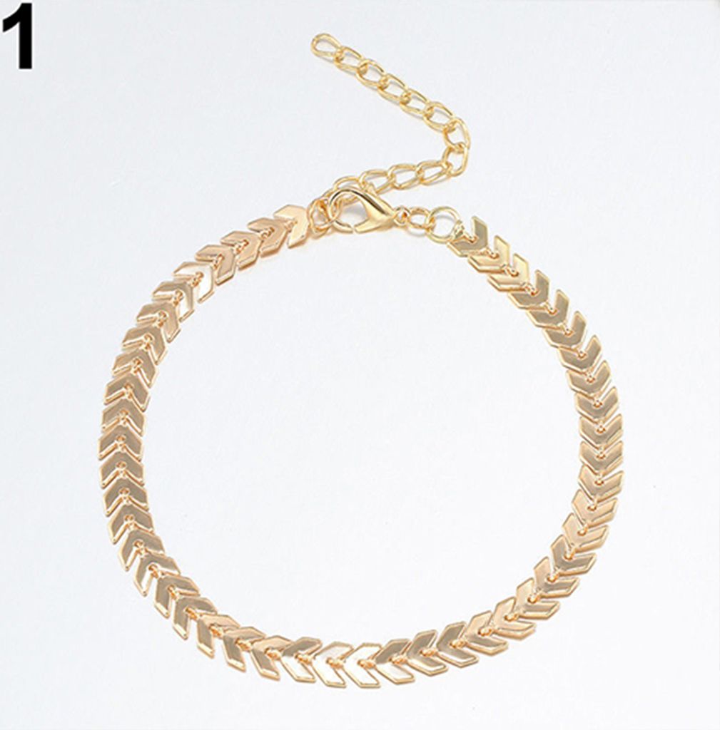 Frauen Boho Pfeile Barfuß Fuß Armband Schmuck Sandale Strand Fußkettchen Kette-Gold
