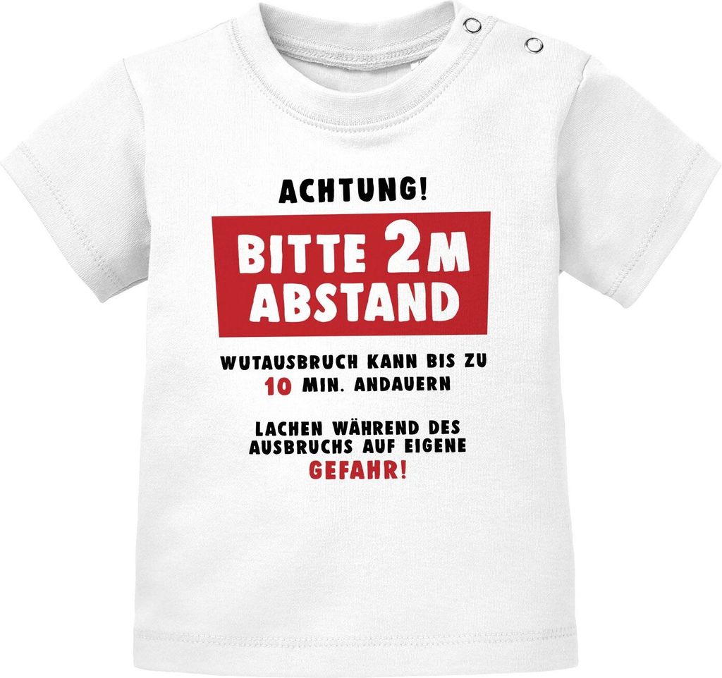 Baby T-Shirt kurzarm Wutausbruch Anleitung lustiger Spruch witziges Geschenk Mädchen Jungen Moonworks weiß 80/86 (10-15 Monate)