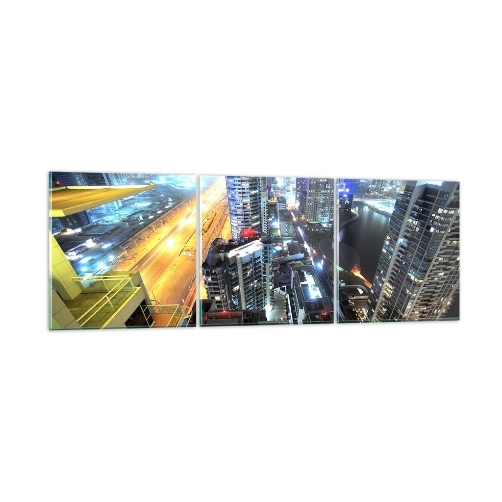 Bilder auf glas - Architektur Industrie Nacht Licht - 150x50cm - Glasbilder - Wandbilder - Kunstdruck - Wanddekoration aus Glas - Glas Bilder - Wan...