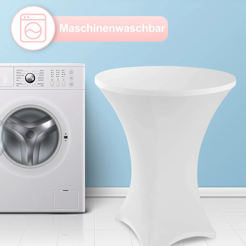 5x Tovaglie Elasticizzate Bianche 60cm per Tavoli Cocktail Yakimz - 6