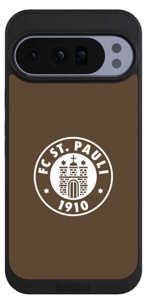 NIVOCASE Handyhülle für Google Pixel 10 Pro XL Hülle NIVOpure Case Schwarz FC St. Pauli Offizielles Lizenzprodukt Wappen