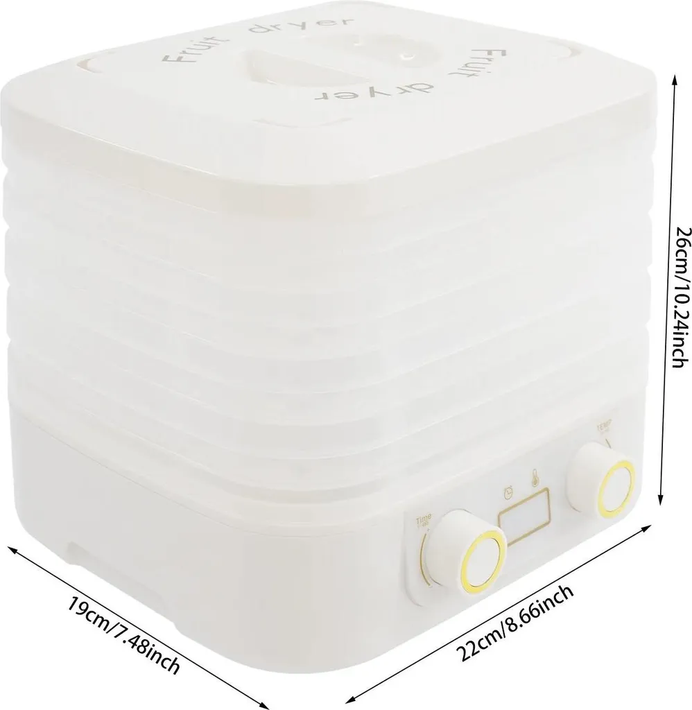 Essiccatore Alimentare Automatico 5 Piani 160W Timer LED Bianco - 2