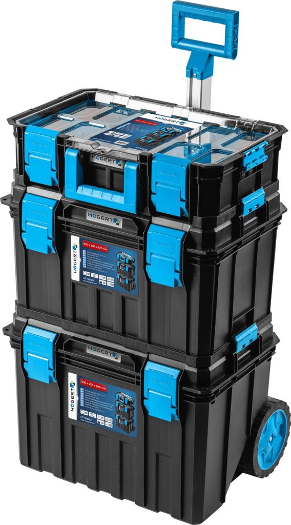 Högert Technik 4‑in‑1 Werkzeug‑Box‑Set mit Rädern – Produktbild 