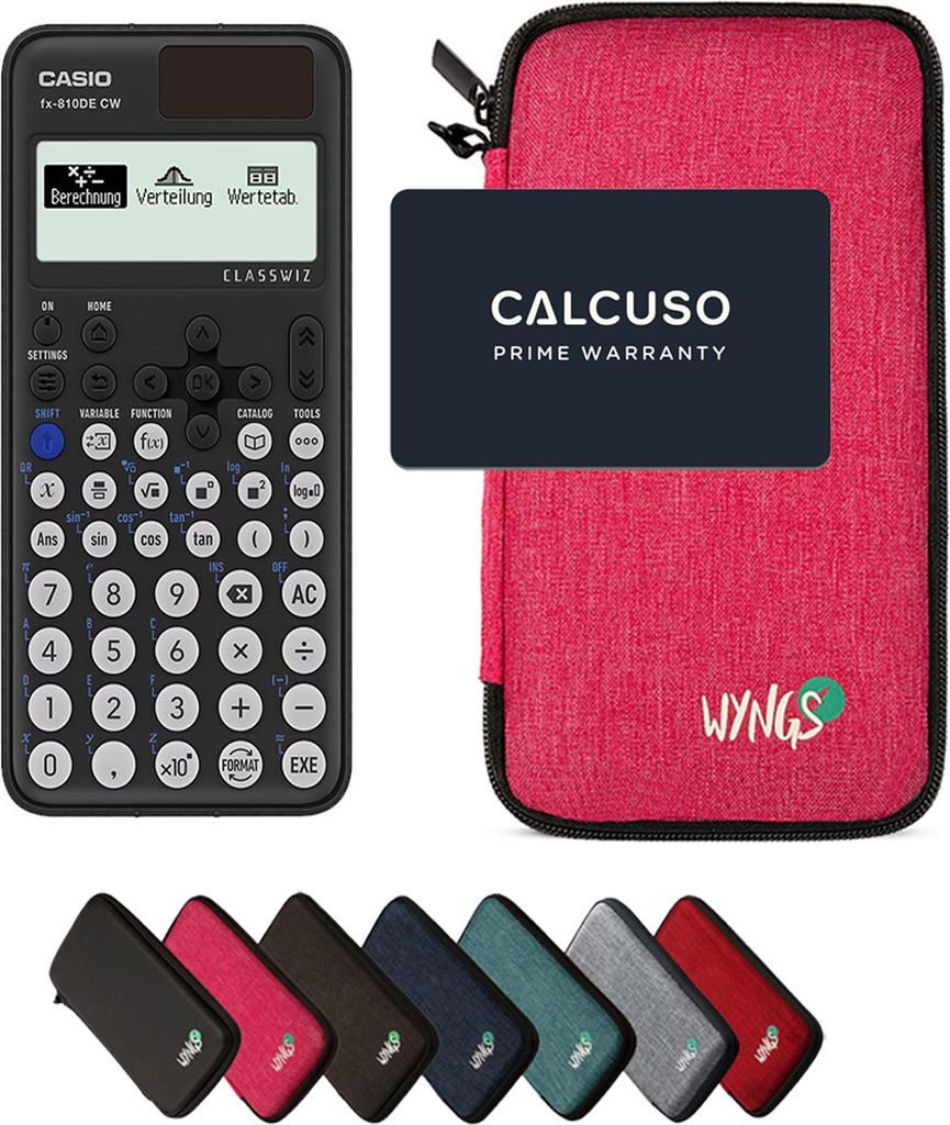 Casio fx-810DE CW ClassWiz inkl. WYNGS Schutztasche Pink - Wissenschaftlicher Taschenrechner - Basic Set