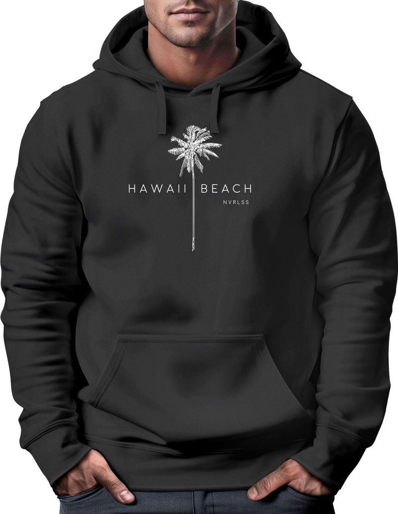 Hoodie Herren Hawaii Beach Palme Kapuzen-Pullover Männer Neverless schwarz S