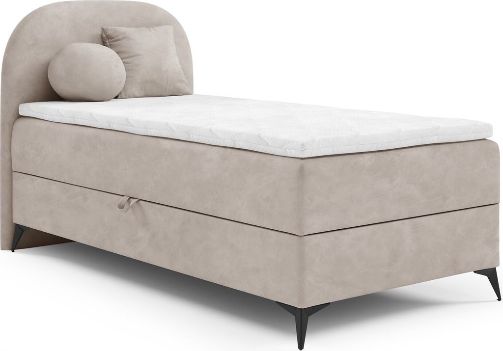 Boxspringbett Gästebett GORGIA 70x200cm Stoff Jasmin Hellbeige