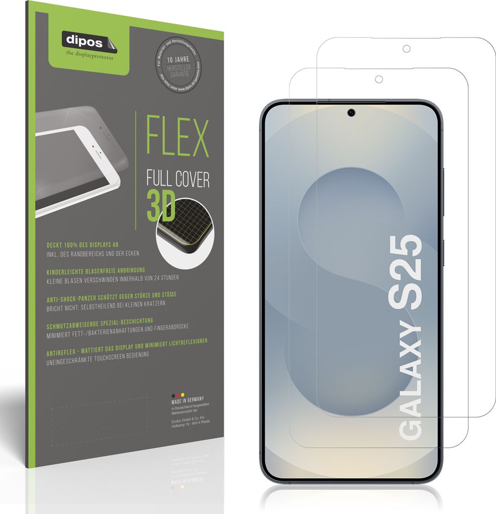 2x Full Cover Schutzfolie matt für Samsung Galaxy S25 Panzerfolie Anti-Shock