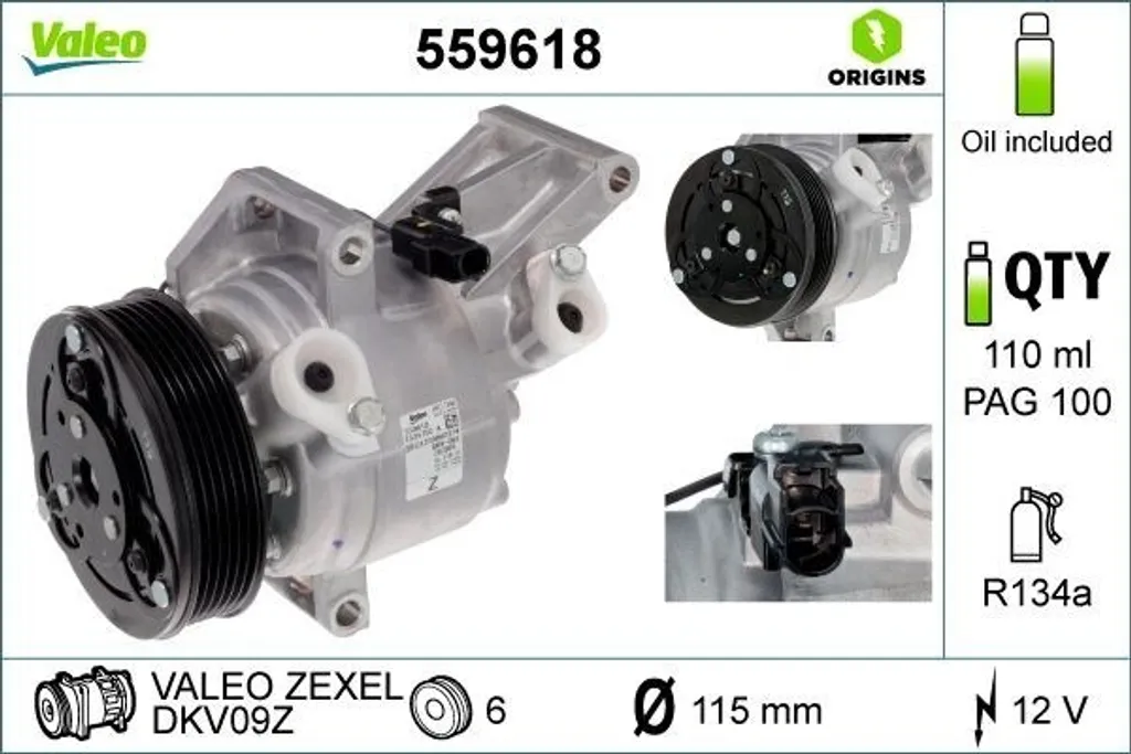 Compresseur climatisation Valeo performance et durabilité OE 559618