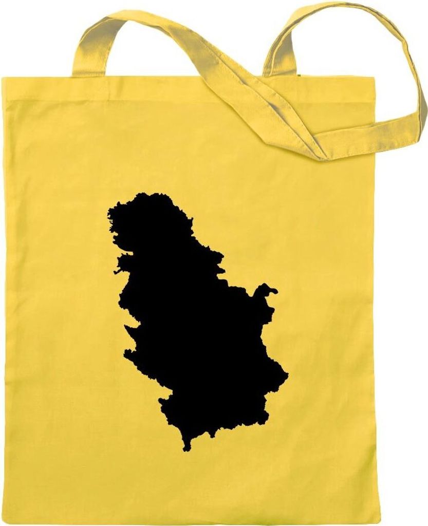 Kiwistar - Baumwolltasche - gelb - Serbien Umriss Kontur - Tragetasche Stoffbeutel Umhängetasche Langer Henkel