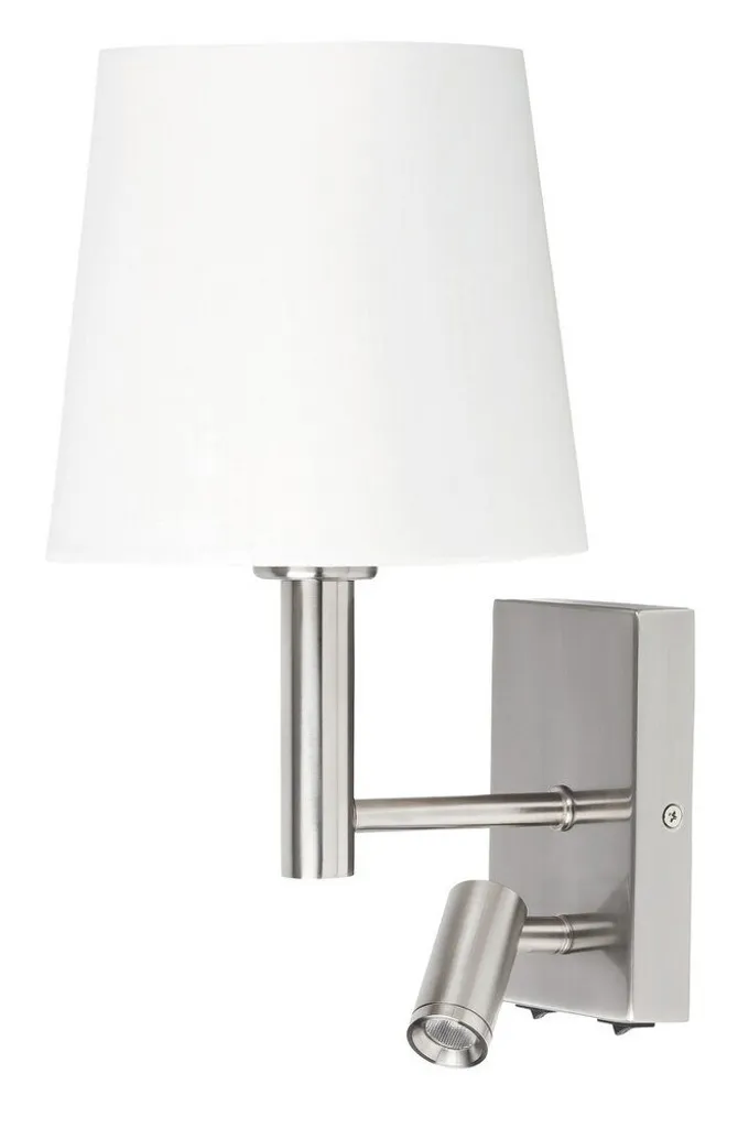 Applique hôtel chrome satiné avec liseuse E27 Harvey 6539 Rabalux