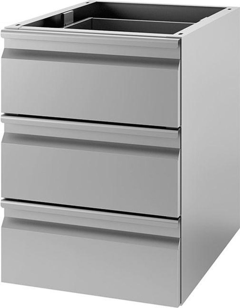 Schubladenschrank aus Edelstahl mit 3 Schubladen - Unterbaumodul, 400(B)x580(T)x550(H)mm