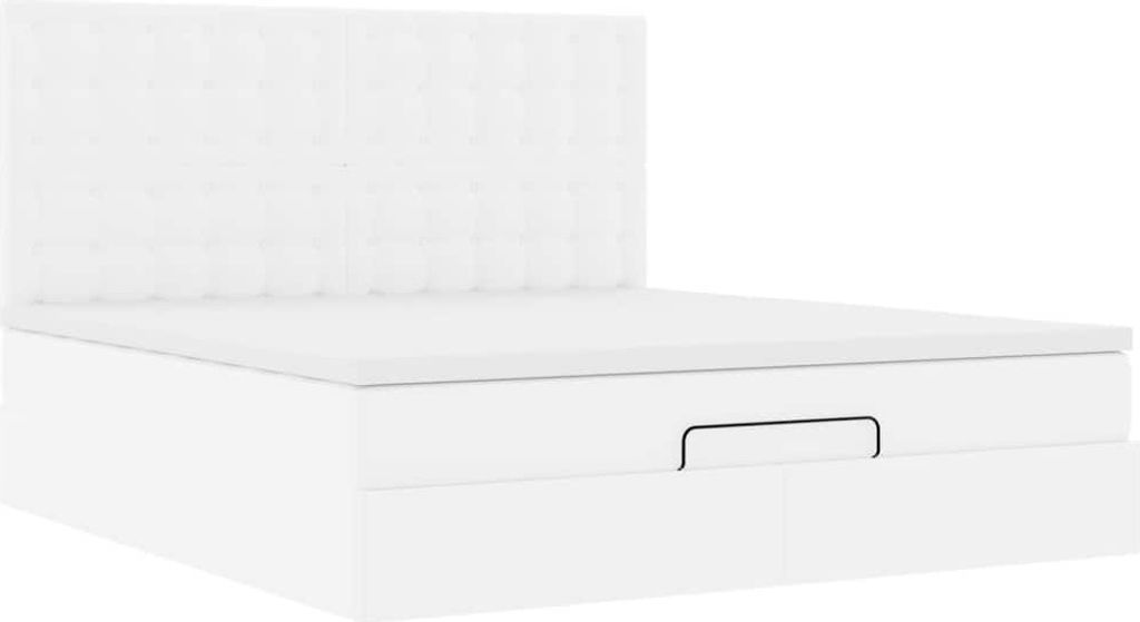 Ottoman-Bett mit Matratze Weiß 160x200 cm Kunstleder