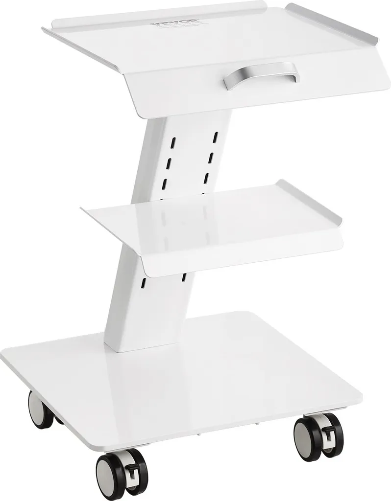 Carrello Servizio Metallo 100kg - 3 Piani Ruote Girevoli Clinica e Lab