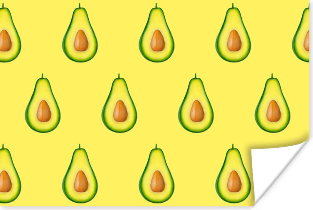 MuchoWow Poster Avocado - Muster - Gelb 30x20 cm - Plakate - Print