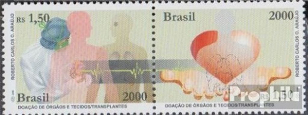 Briefmarken Brasilien 2000 Mi 3099-3100 Paar (kompl.Ausg.) postfrisch Organspenden und transplantationen