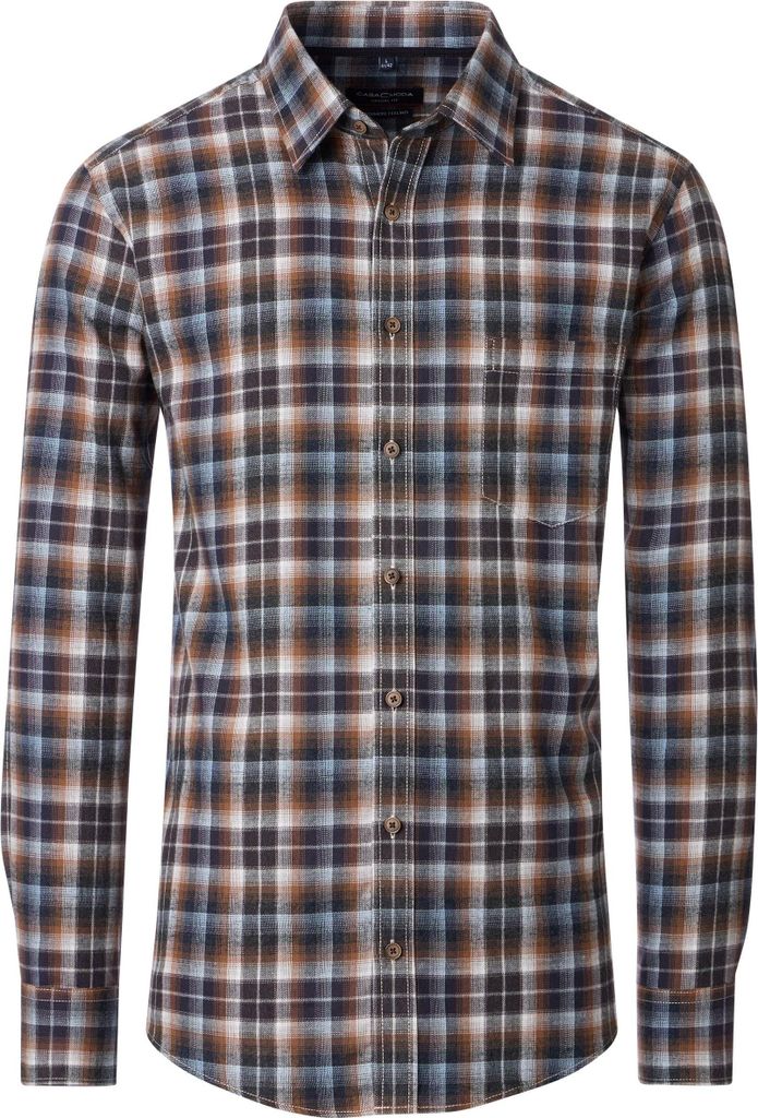 CASAMODA Flanellhemd Langarm Kent Casual Anthrazit kariert 3XL