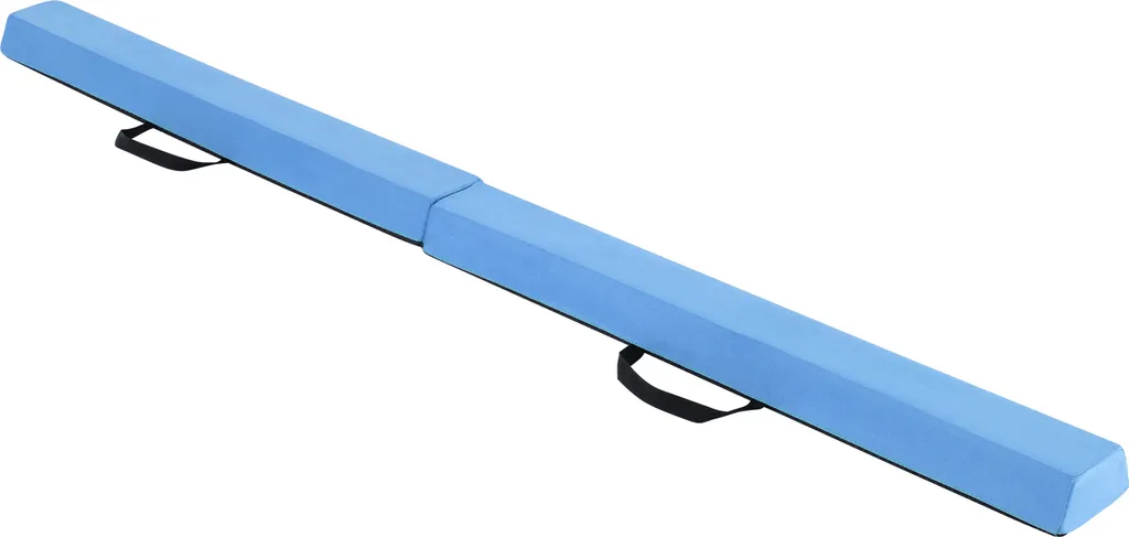 Poutre équilibre pliable 210 cm avec dessous antidérapant et daim bleu