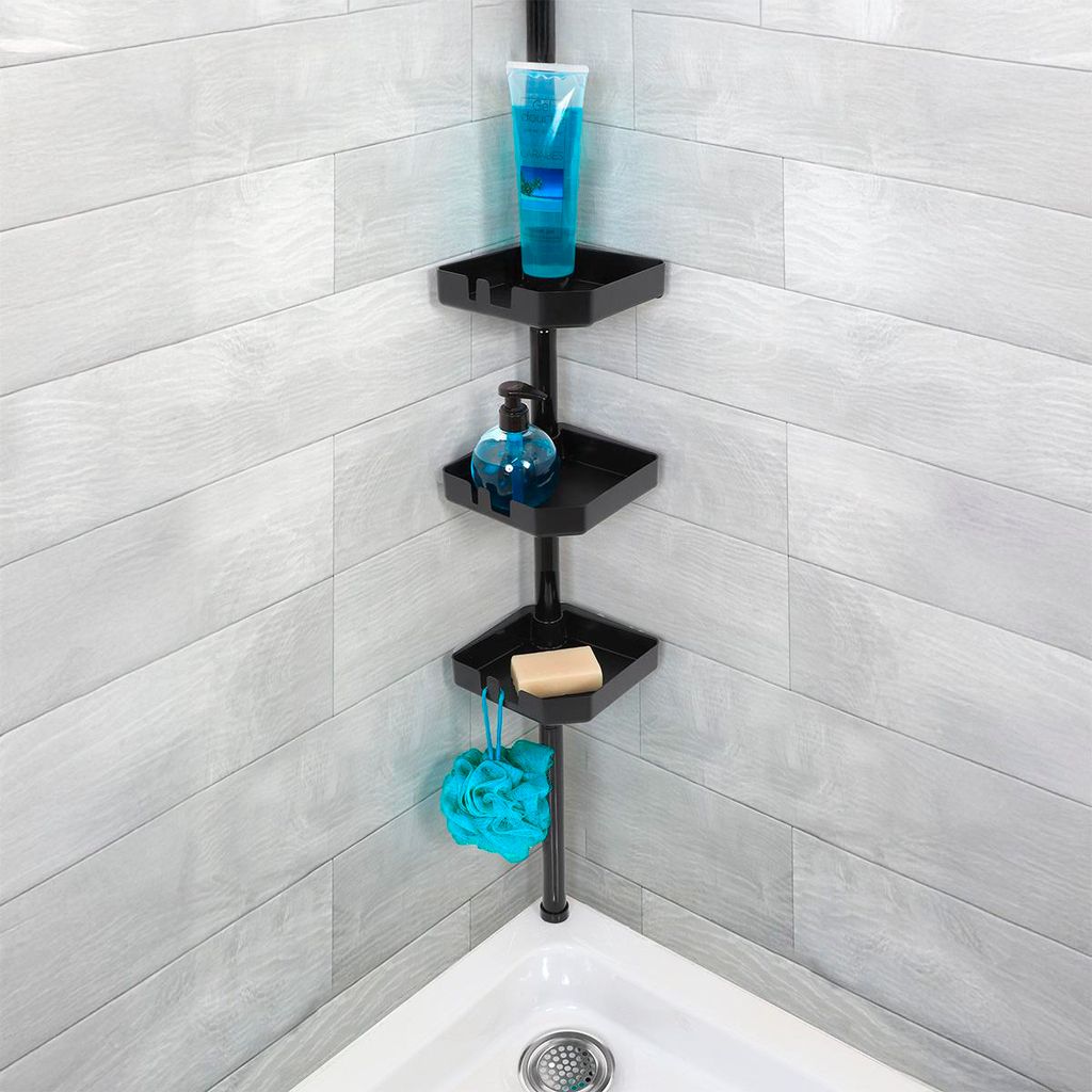 TENDANCE | Duschregal - Duschablage - 121-250 cm - Teleskopstange - Teleskopregal - 3 Ebenen