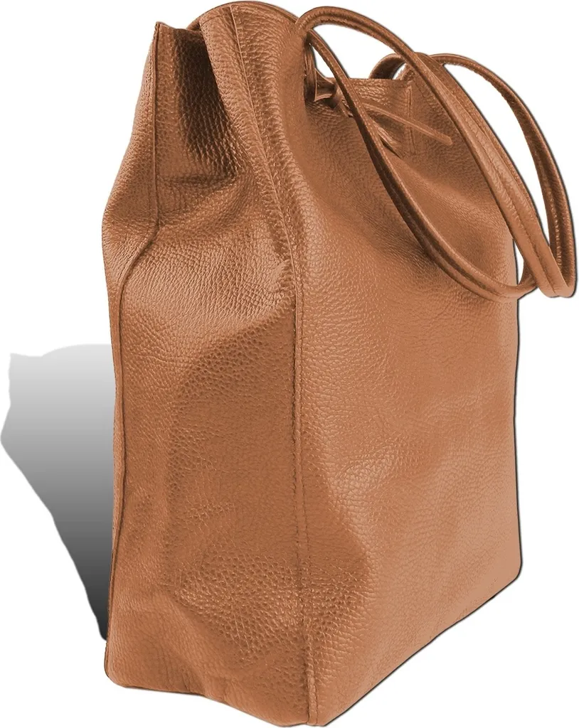 Sac Shopper Toscanto en Cuir de Vachette Souple Coloris Tan Marron