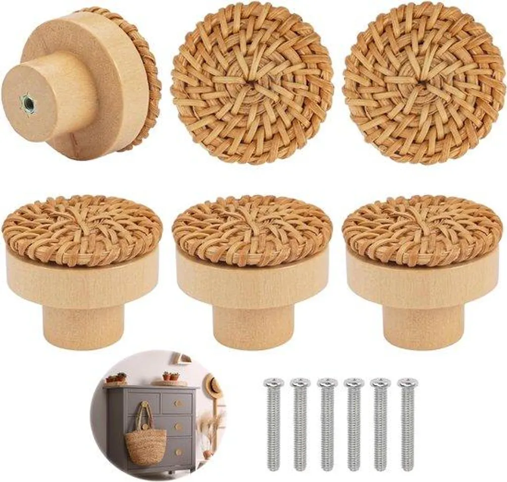 Lot 6 boutons en bois pour rénover meubles de cuisine et de salon