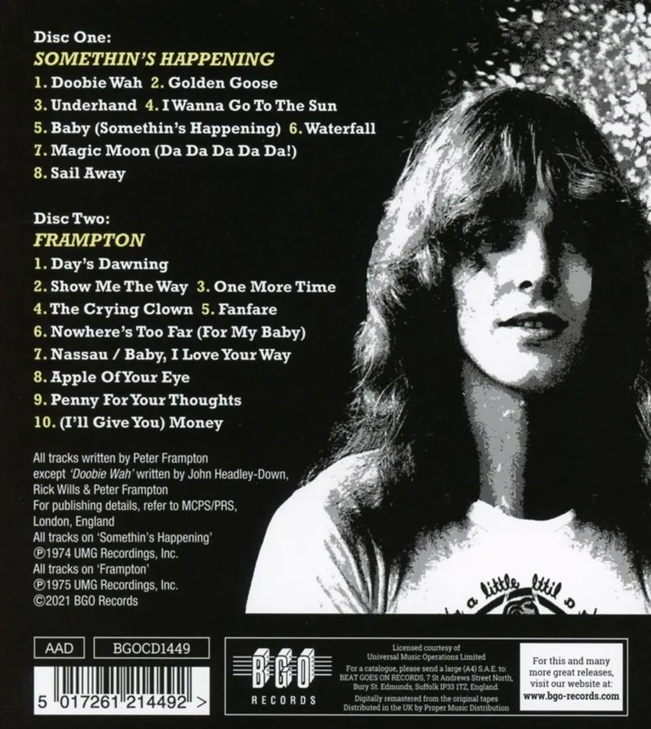 Somethin's Happening / Frampton CD Album Rock Remasterisé en Boîtier