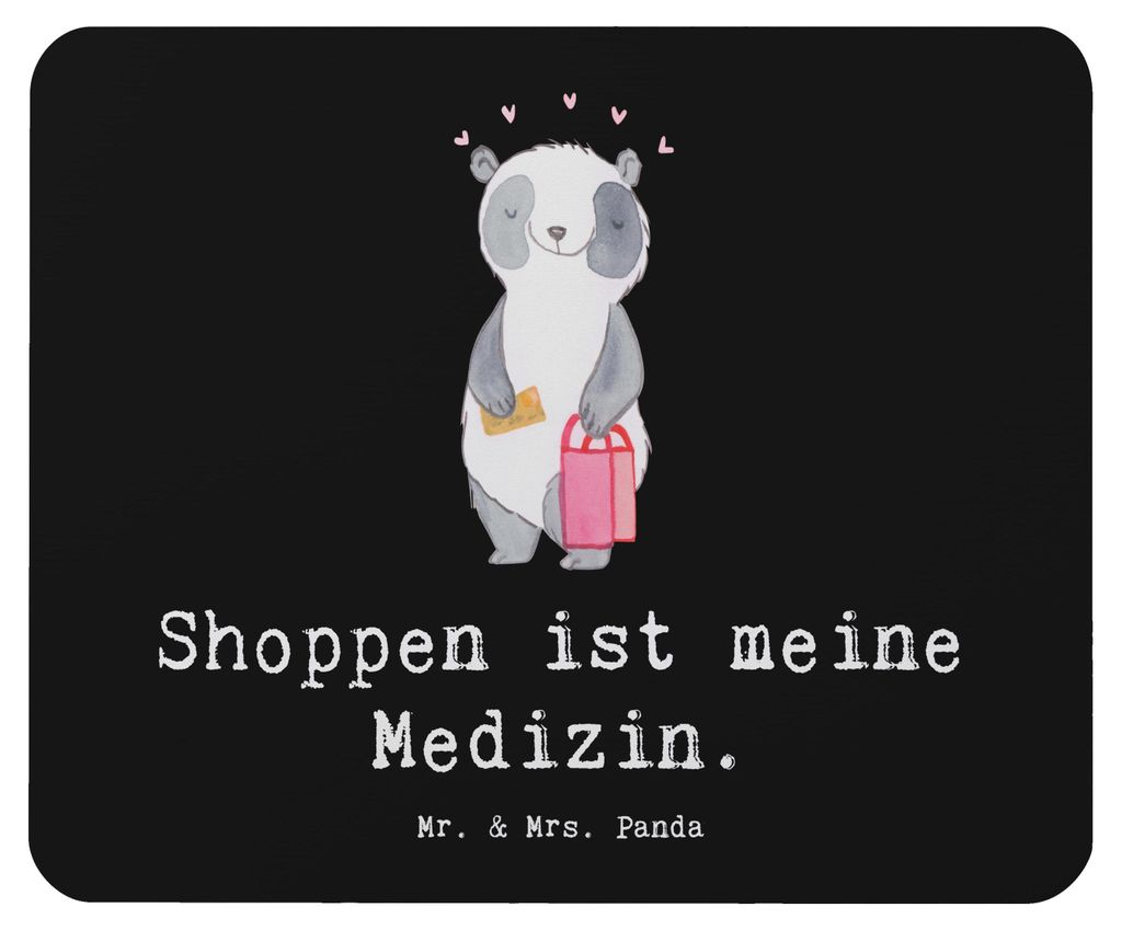Mr. & Mrs. Panda Mouse Pad Panda Shopping - Schwarz - Geschenk, pc mauspad, mausteppich, Einkaufen, Mousepad, mousematte, Shoppen