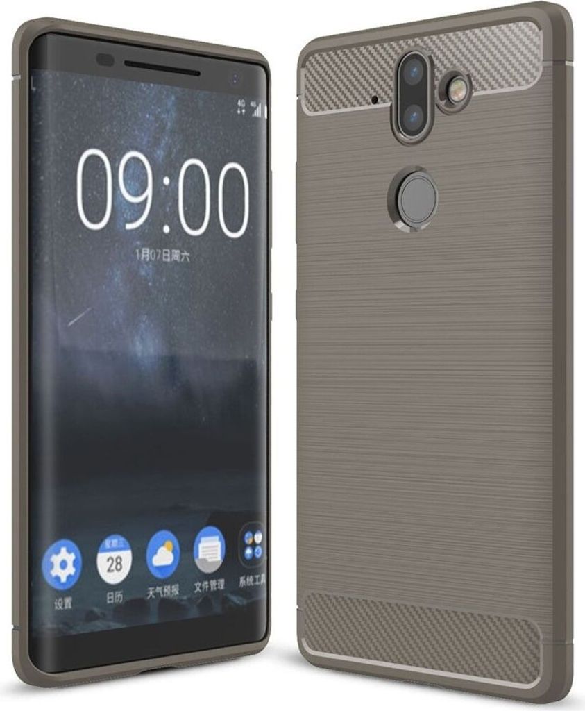 Schutzhülle Handyhülle für Nokia 9 Case Cover Carbon Optik Grau
