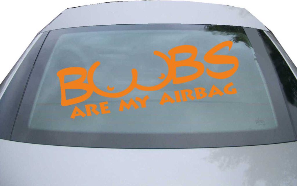 Indigos UG - Aufkleber Heckscheibe & Motorklappe DE2179 - orange - 600x257 mm - Boobs are my Airbagy - Auto Scheiben Fenster Heckklappe Tuning Raci...