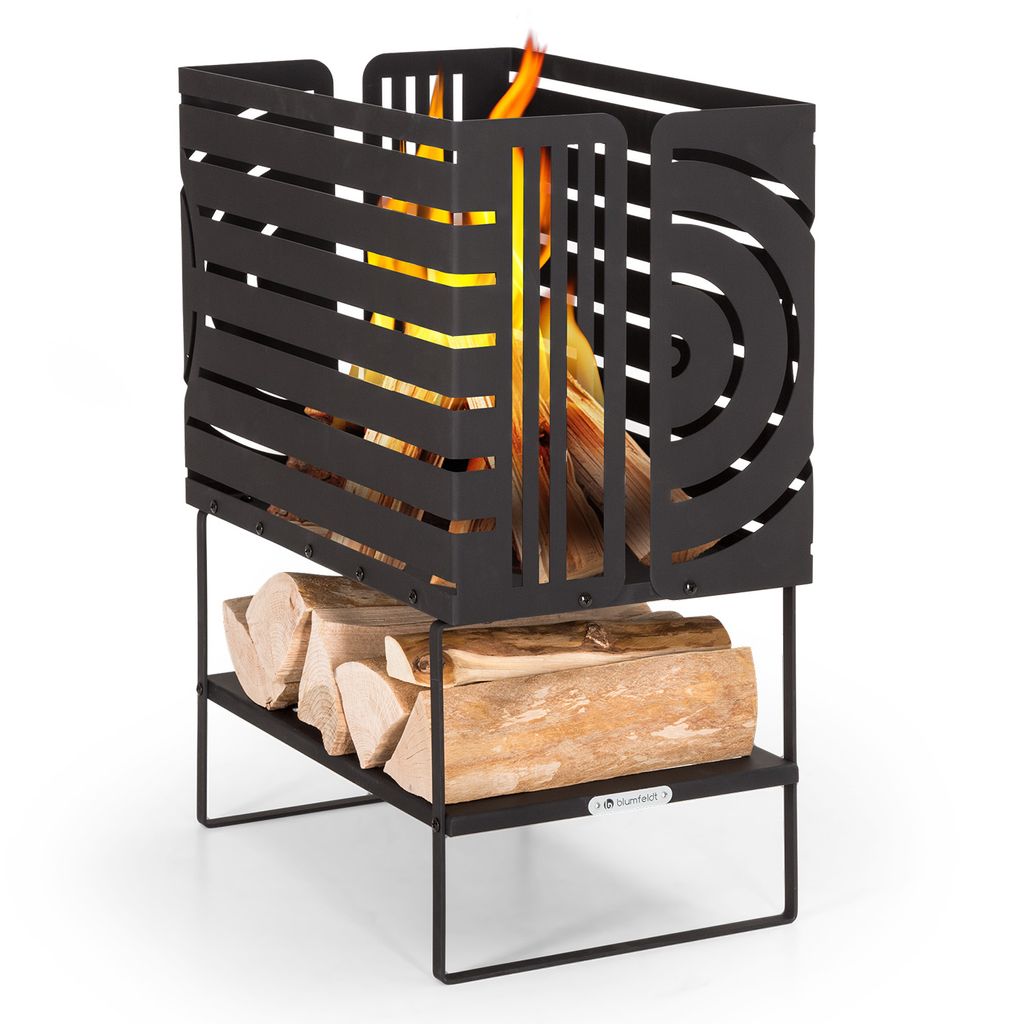 Blumfeldt Feuerschale, Outdoor Stahl-Feuerkorb Groß für den Garten, Balkon & Camping, Tragbare Feuerschale 54 cm, Robuste Feuerschalen mit Standf...