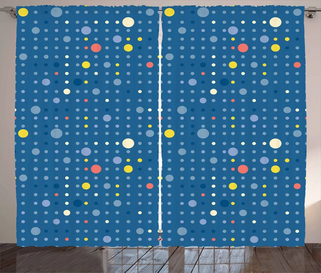 ABAKUHAUS Tenda rustica astratta, punti geometrici circolari, tende universali per soggiorno con passanti e ganci, 280 x 245 cm, multicolore