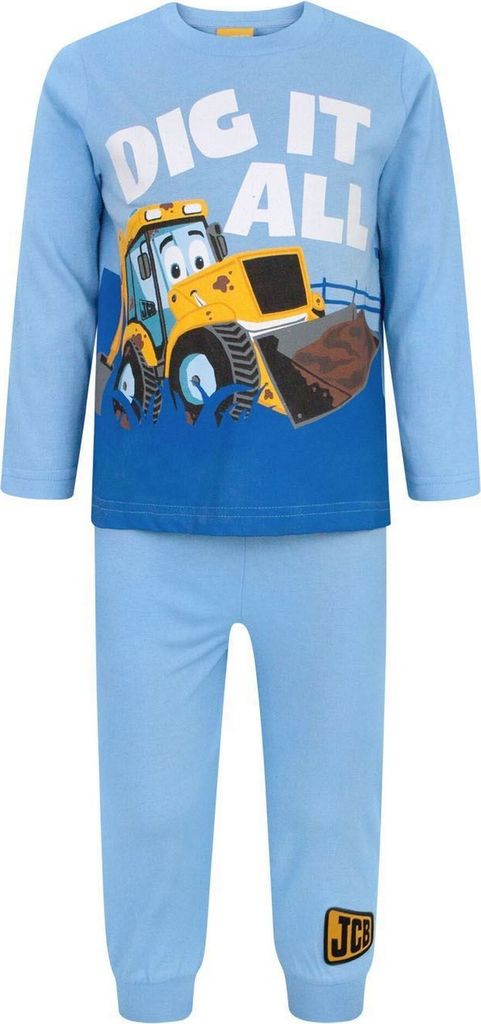 JCB - "Dig It All" Schlafanzug mit langer Hose für Kinder NS4165 (92) (Blau)