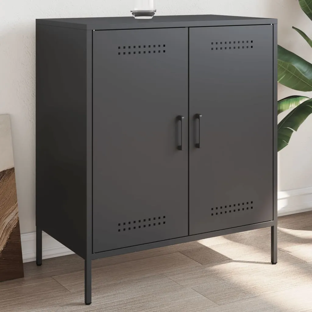 Mobile Credenza Industriale Nera Acciaio 68x39x79 cm | Design Moderno