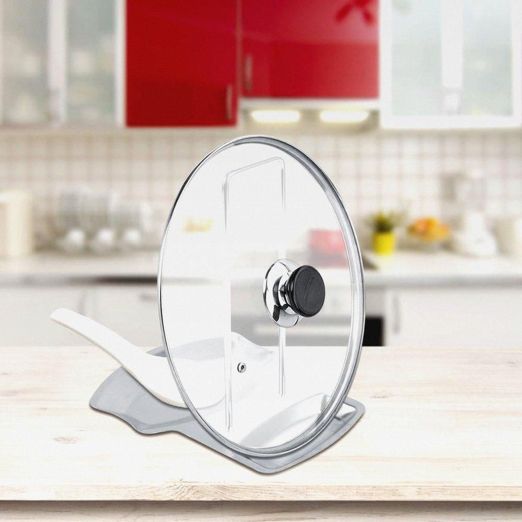 Küche Deckelhalter, 1 Stück Home Küche Edelstahl Löffel Halter Topf Deckel Regal Kochen Rack Pan Cover Ständer Hot