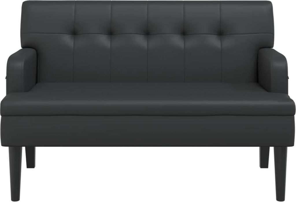 Möbel Bank mit Rückenlehne Schwarz 112x65,5x75 cm Kunstleder Top7620790