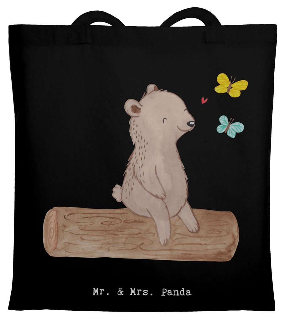 Mr. & Mrs. Panda Schultasche Bär Naturliebhaber - Schwarz - Geschenk, Tasche, Outdoor, Baumwollbeutel, Wandern, Nature Lover, Tote Bag, totebag, B...