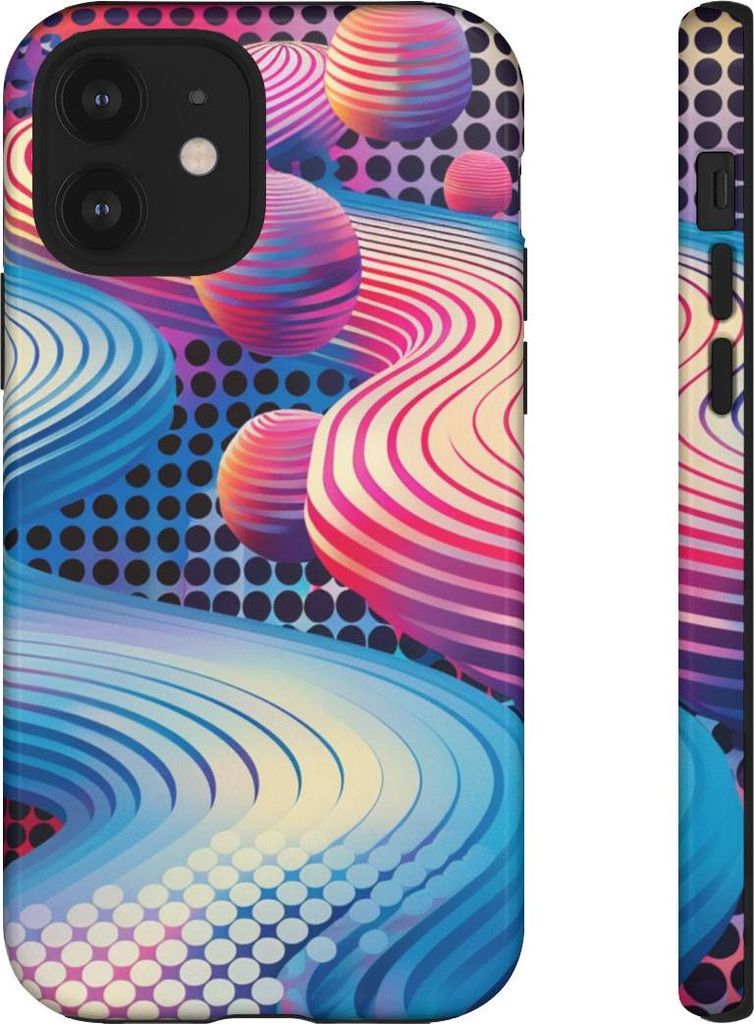 Bunte 3D-Wellen und Kugeln – Hülle Kompatibel mit iPhone 12