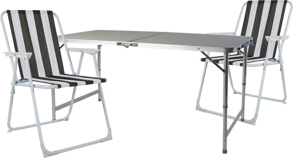 3-teiliges Campingmöbel Set Outdoor Campingstuhl Tisch Aluminium