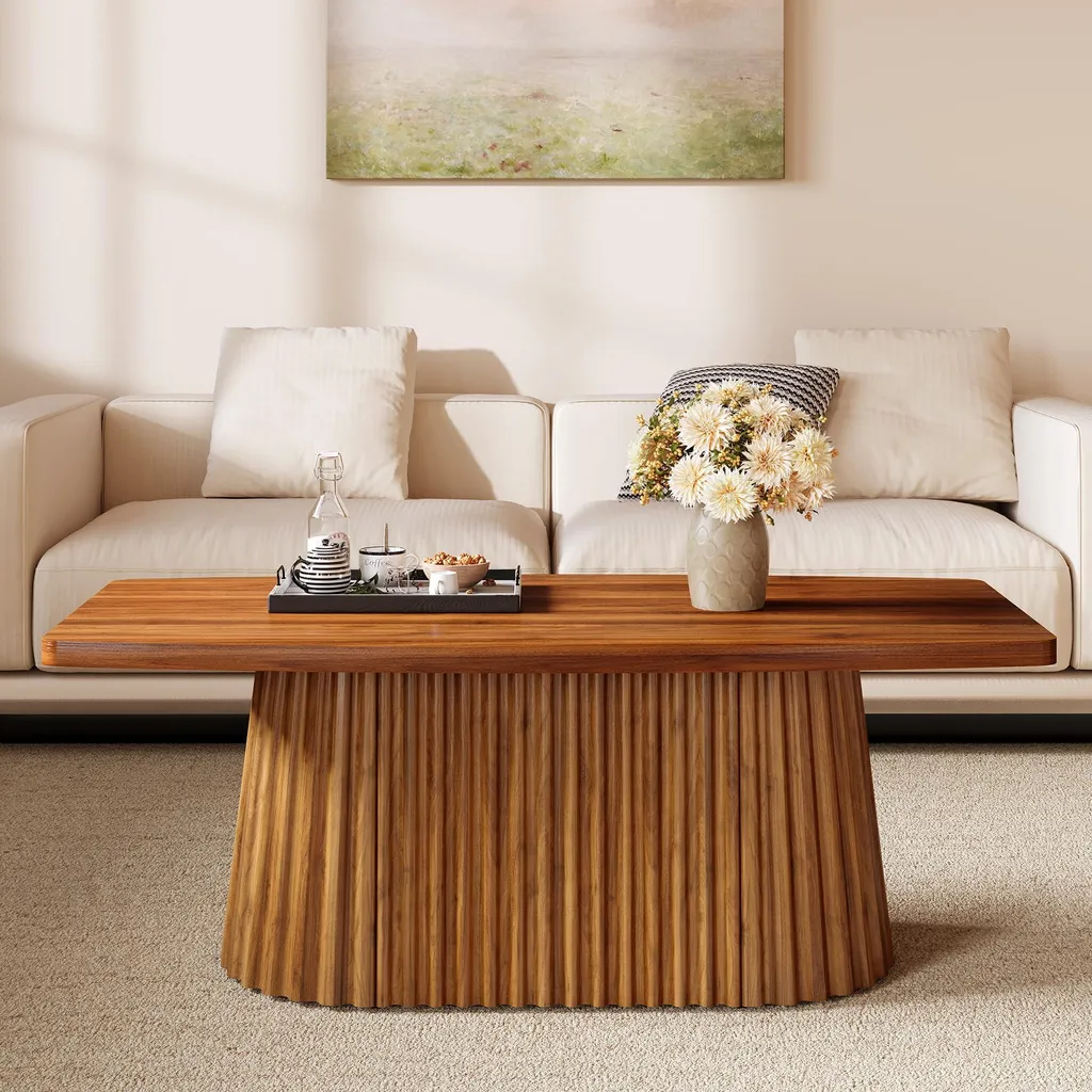 Grande table basse de salon marron 120 cm idéale pour décoration cottage