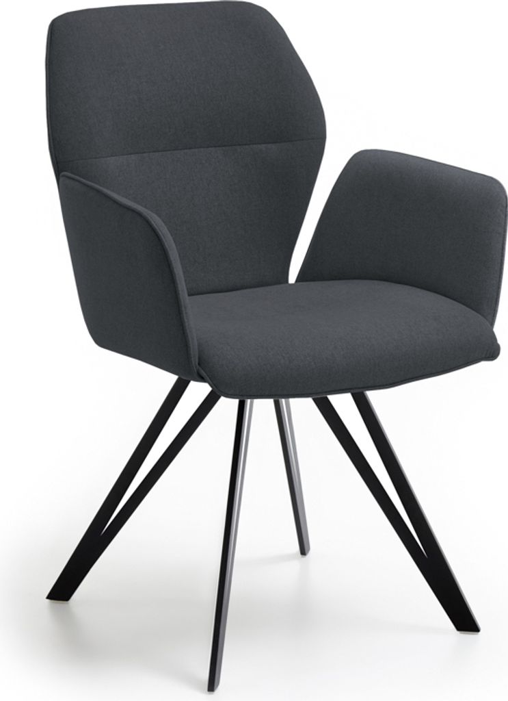 Niehoff Sitzmöbel Merlot Design-Armlehnenstuhl Flachmetall-Stativgestell Eisen Schwarz/Stoff Venice