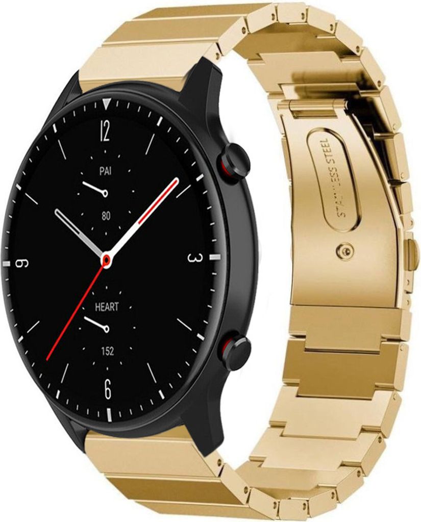 Strap-it Metallarmband - Kompatibel mit Amazfit GTR 2 Armband Ersatzarmband Edelstahl - Faltschließe - Hochwertiges Material - für Smartwatch 22m...