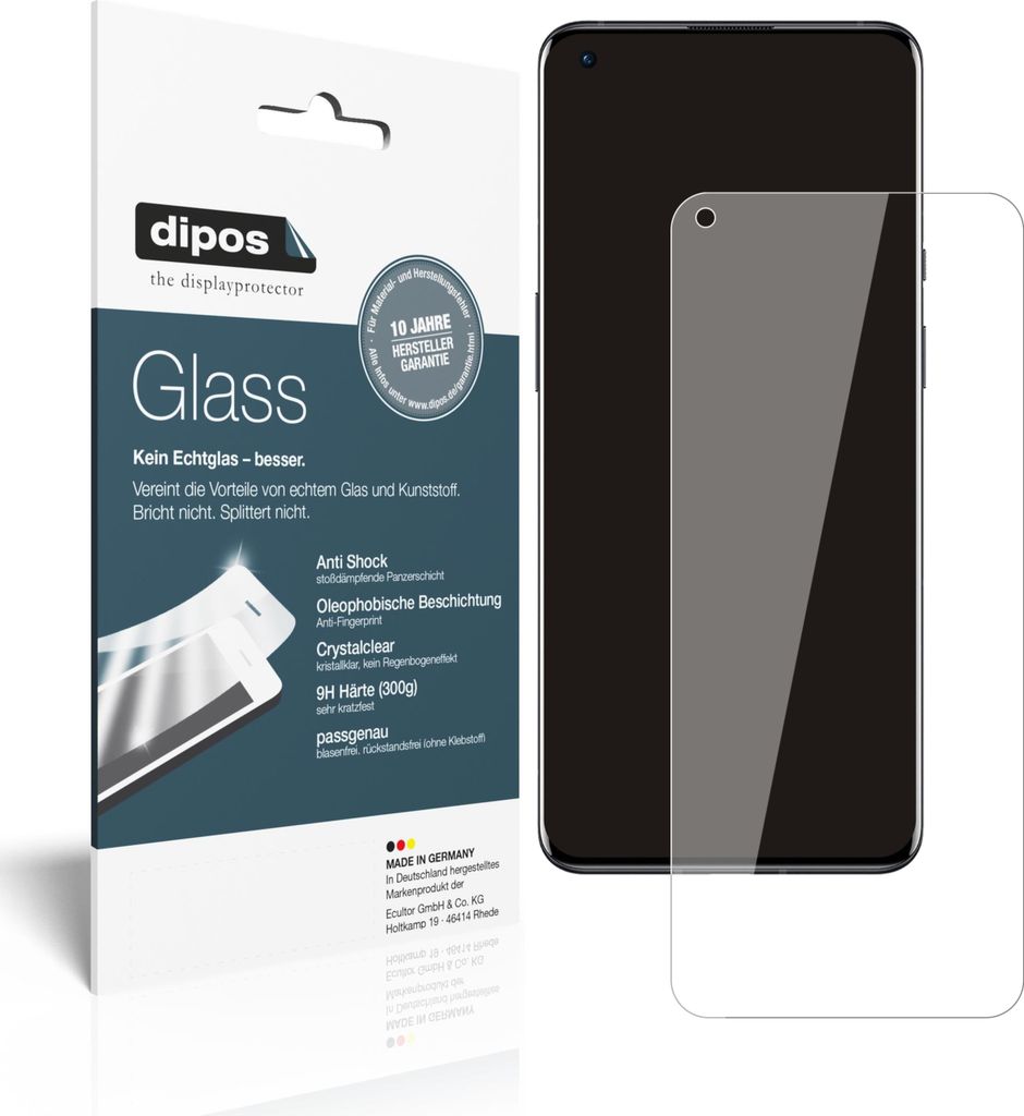 2x Schutzfolie für OnePlus 9R - Anti-Shock 9H Folie dipos Glass Kunststoffglas