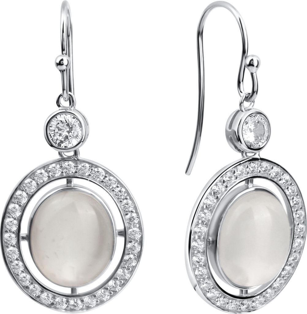 Zeeme Gemstones Ohrringe 925/- Sterling Silber 4,7cm weiß Mondstein weiß 360230348