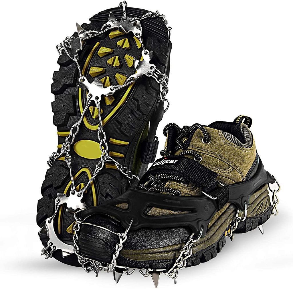 Steigeisen Schuhe Spike mit 8 Edelstahl Zähne AntiRutsch für Bergschuhe Stiefel 