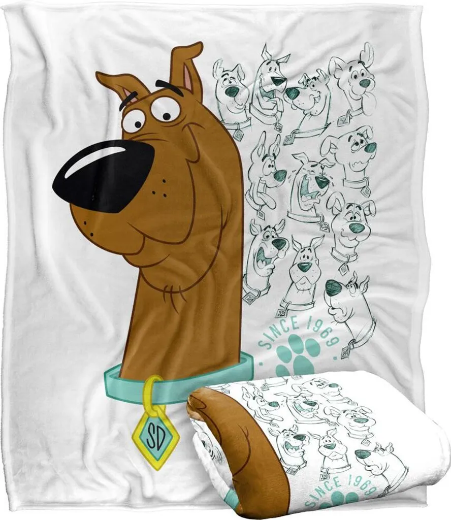 Plaid Scooby Doo Multicolore en Douce Microfibre Couverture de Lit