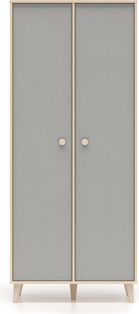 Schrank Alycia mit 2 Türen, Beige - Grau - Holzoptikeffekt, 190cm
