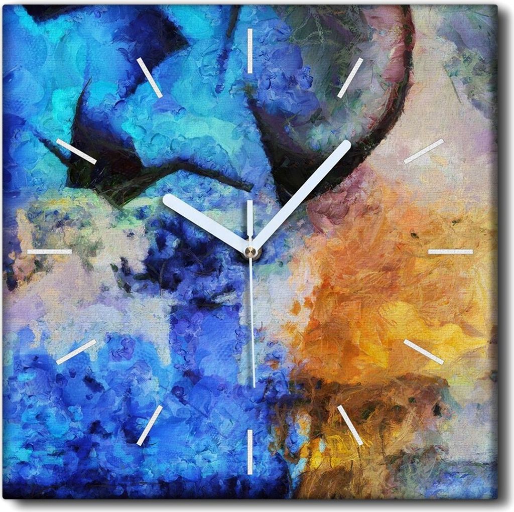Coloray Uhr auf Leinwand 30x30 cm Wand Uhr Dekoration Wohnzimmer Segeltuch weiße Zeiger -New York City.