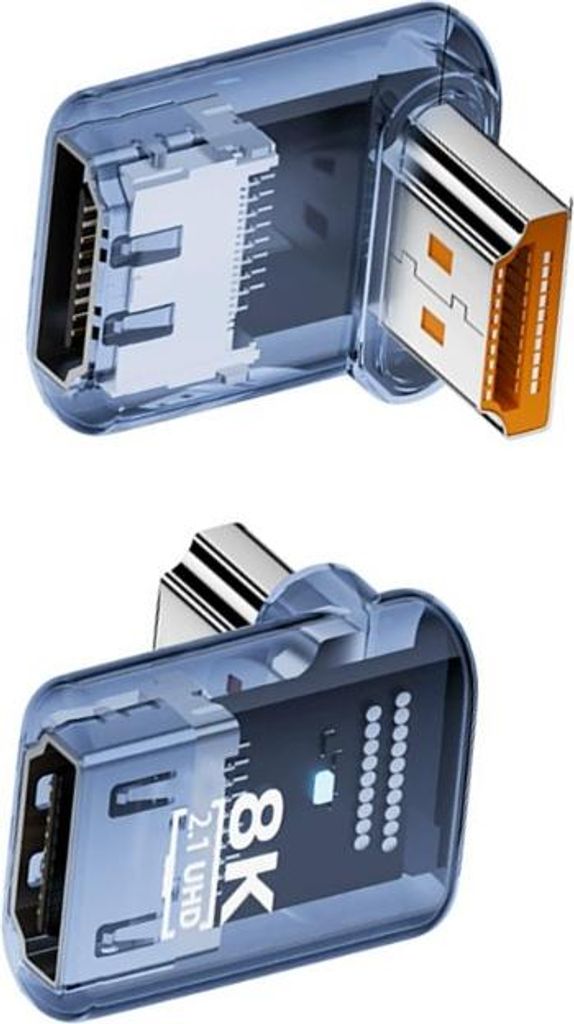INF 8K HDMI 2.1 90 Grad Winkeladapter aus ABS für TV und PC 3 Stück Blau