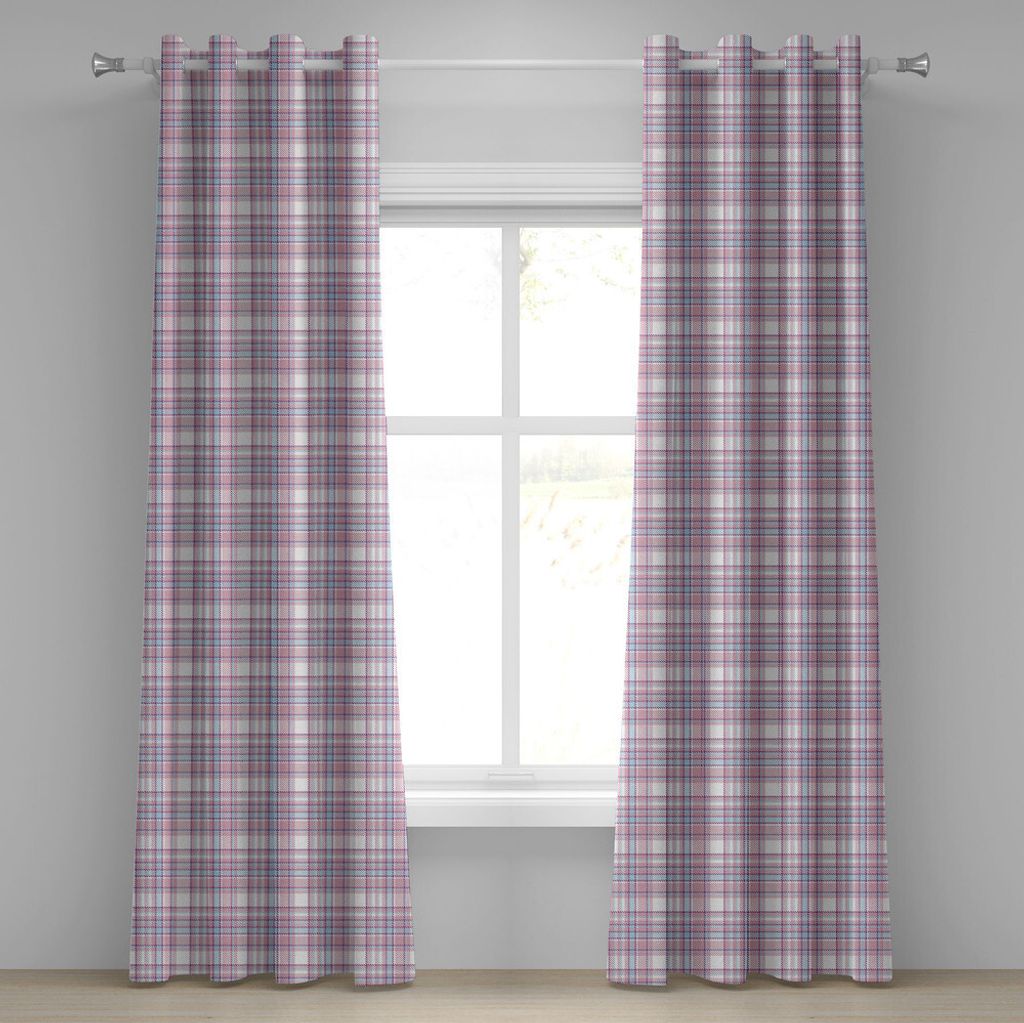 ABAKUHAUS Kariert Ösenvorhang, Antikes Kleidungs-Muster-Design mit Retro- Anzeigen-Englisch-Kultur, Dekorative 2-Panel-Fenstervorhänge, 280 cm x ...